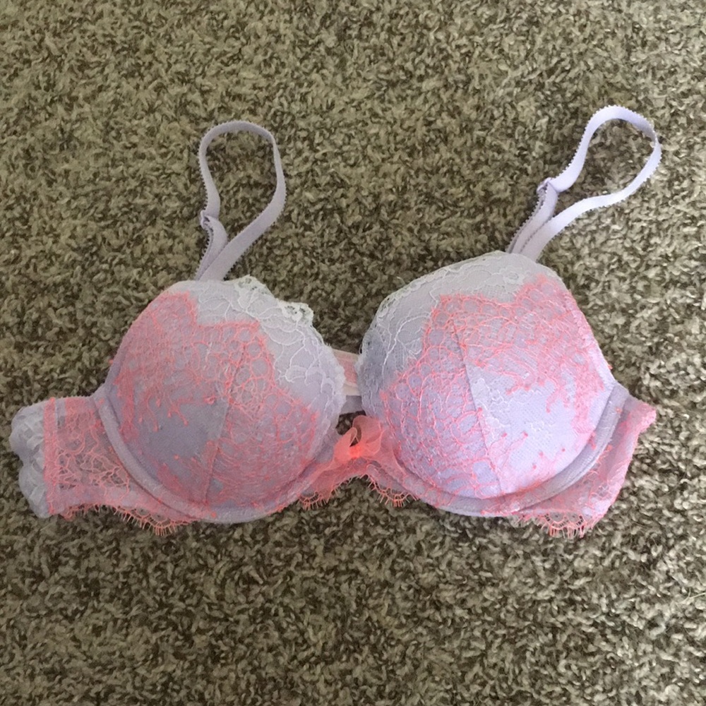 VS lilac and coral lace Dream Angels push-up bra